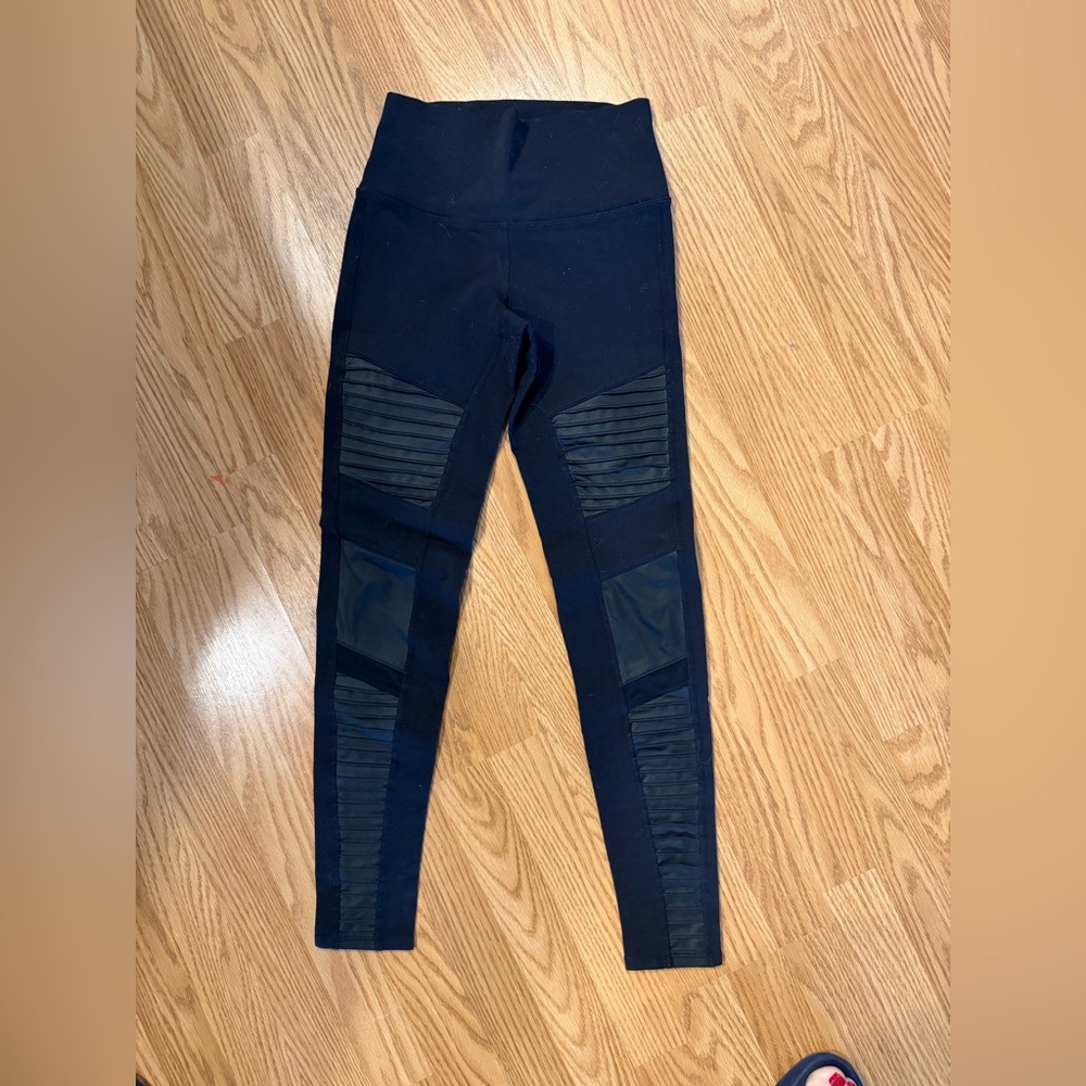 ALO Yoga Black Moto Textured Leggings XS